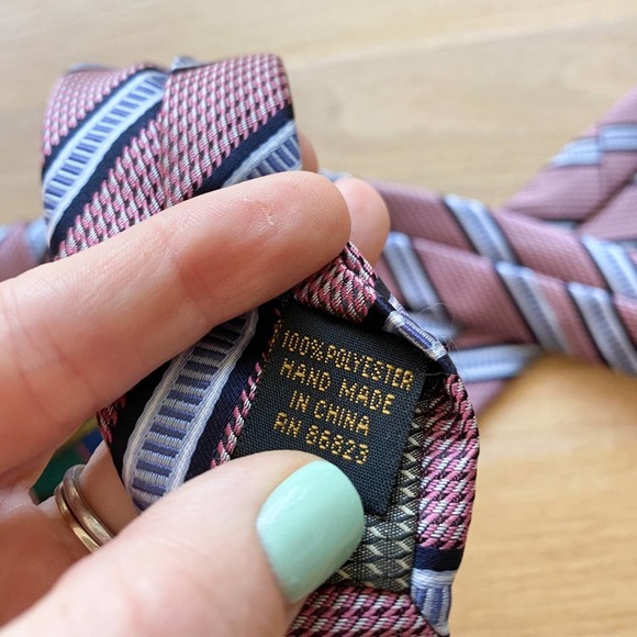 ALEXANDER JULIAN COLOURS Men's Red/Blue Striped Handmade Polyester Necktie sz OS - Picture 8 of 10